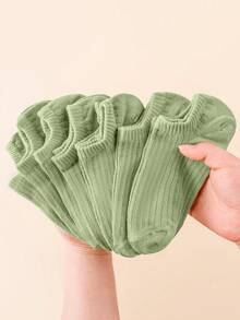 1/5/6/10 Pairs SageGreen Ribbed Ankle Socks, Breathable, Wear-Resistant, And Non Slip Socks For All Seasons, Basic Casual Socks For Men And Women - Olive Green - View 2