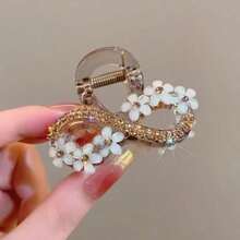 1/2 chiếc kẹp tóc hoa tinh tế, kẹp tóc hoa đính đá và ngọc trai giả, kẹp tóc gáy thời trang, kẹp tóc nửa khóa kéo - Nhiều màu - Xem 12