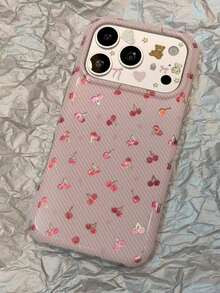 Ốp điện thoại Girly Laser Cherry 17, chống sốc hai lớp, thời trang dễ thương, thẩm mỹ, tương thích với iPhone 16. - Hồng - Xem 5