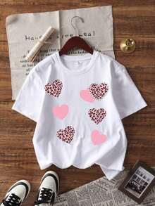 Fashionable Printed T-Shirt For Women, Spring/Summer 2026, Loose Urban Style, Comfortable, Stylish And Versatile.  Short-Sleeved T-Shirt With Cartoon Print, Casual Round Neck, Suitable For Everyday Wear Both Indoors And Outdoors. - 白色 - 查看 8