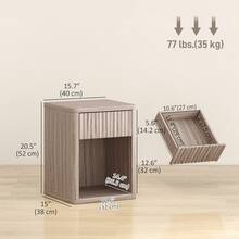 HOMCOM Modern Nightstand Set Of 2, Bedside Table With Drawer And Open Shelf, Side End Table For Bedroom, Grey - Grey - View 7