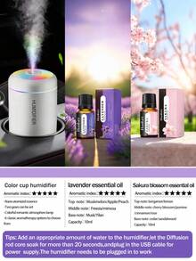 Humidificador portátil, humidificador USB de escritorio mini, tanque de agua de 180ml, bajo nivel de ruido de 2W, adecuado para oficina, viaje, dormitorio, accesorios para automóvil en color negro/blanco, humidificador de aromaterapia, ambientador de aire - cilindro - Ver 15