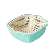 Set Of 3 Mint-Colored Containers With Drainer For Fruits, Vegetables, And Seeds - Green - View 2