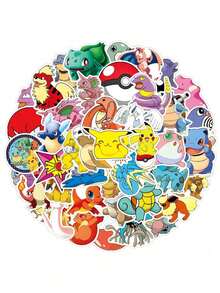 pokemon 50/150 miếng dán Pokémon, hình hoạt hình, tự làm tranh vẽ graffiti, thích hợp cho máy tính xách tay, điện thoại di động, sổ tay, tiệc sinh nhật và các dịp khác, quà tặng sinh nhật. - Nhiều màu - Xem 3