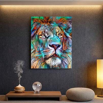 5D Diamond Painting Kit - Abstract Lion, Full Round Diamond Painting, Home Decor Handcraft Gift