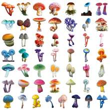 50 piezas de pegatinas ilustradas con plantas y hongos lindos, decoración transparente para álbum de fotos DIY, caja de almacenamiento - champiñón - View 4