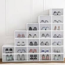 36/24/12/6pcs Foldable Moisture Proof And High Load-Bearing Shoe Storage Boxes, Stackable And Easy Assembly, Stackable Rectangle Sneaker Storage Display Cases For Closet Plastic Shoes Storage Box With Magnetic, Shoes Organizer For Men And Women - View 7