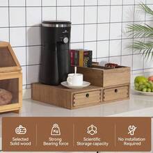 Coffee Pod Holder, Capsule Organiser For Pods, Coffee Machine Stand With Accessory Caddy For Kitchen Counter - Brown - View 2