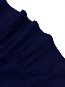Vestido casual de mujer de unicolor con volantes en el bajo, para verano - Azul marino - Ver 7