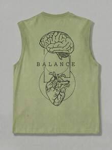 GRDR Men's Summer Printed Round Neck Casual Tank Top - Mint Green - View 3