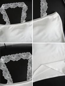 Áo kiểu nữ phối ren, thích hợp mặc thường ngày, đa năng, thích hợp cho buổi hẹn hò. - trắng - Xem 8