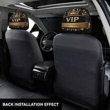 2Pcs VIP Crown Print Car Headrest Covers, Durable Black Gold Luxury Car Interior Accessories - Double-sided Printing - View 6
