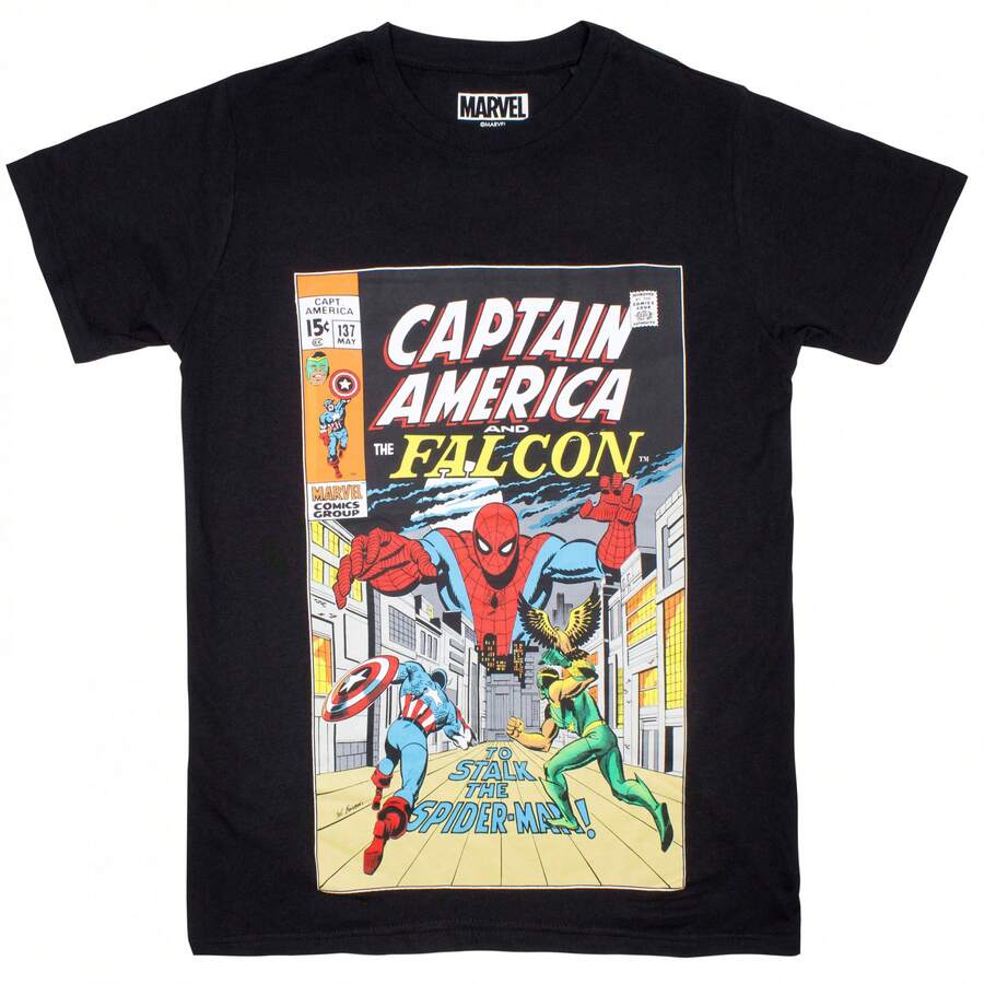 Captain America & Falcon #137 Comic Cover T-Shirt - 黑色 - 查看 1