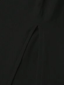 abyoxi 女款黑色單肩抓皺腰帶修身洋裝，金屬扣飾，魚尾開衩長裙，優雅約會派對正式晚宴，情人節春節，修身魚尾夏季長洋裝 - 黑色 - 查看 10