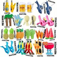 1pc/2pcs Beach Towel Windproof Clips, Suitable For Beach Chairs, Patio And Pool Accessories, Cartoon Glass Cup Cocktail Cup Towel Clips, Fun Decorative Clothes Clips, Home Decor (Cute Style, 2pcs/Set) - Multicolor a - View 4