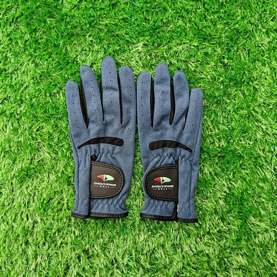Fresh 3-Color Golf Gloves, Comfortable Fit, Universal Style, Sports Accessory - Dark Blue - View 1