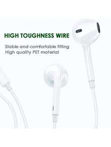 1pc Wired Earphones With High-Fidelity Sound, 3.5mm Jack, Built-In Remote Control For Music, Phone Calls And Volume, In-Ear Wired Earbuds For Car Use - View 6