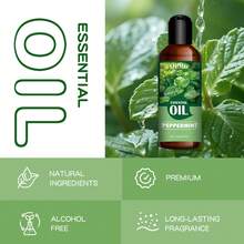 1pc 100ml/3.4 Fl Oz Mint Essential Oil, 30ml/1.0 Fl Oz Long-Lasting Fragrance, Suitable For DIY, Aromatherapy, Humidifier, Reed Diffuser, Candle Making, Scented Crystals, Father's Day Gift - Peppermint Essential Oil - View 1
