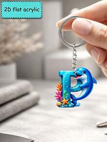 2D Flat Acrylic Keychain, Dolphin Letter Keychain, Novelty Keychain, 26 Letters, Dolphin, Marine Life, Keychain Accessories, Fashion Accessories, Suitable For Various Occasions Matching Keychain - Dolphin - View 34