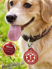 Personalisiertes ID-Anhänger - Individualisierter Name und Telefonnummer, Medizinisches Symbol Anti-Verlust Haustier Halsband Anhänger für Servicehunde, Personalisierter Haustier-ID-Anhänger - Individualisierter Name und Kontaktinformationen Anti-Verlust Haustier-Anhänger, Servicetier-Identifikationsanhänger, Individuell gestalteter Haustier-ID-Anhänger - Personalisierter Name und Kontaktinformationen Medizinisches Symbol Haustier Halsband Anhänger Geschenk, Personalisierter Anti-Verlust-Anhänger - Individualisierter Name und Telefonnummer Medizinisches Symbol Haustier Halsband Anhänger - Verschiedenfarbig - Übersicht 2