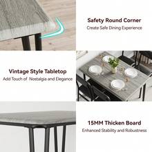 4-Piece Space-Saving Table & PU Leather Chairs, Dining Table Set For 4,Sturdy Metal Frame & Wood Top, - B - Ver 7