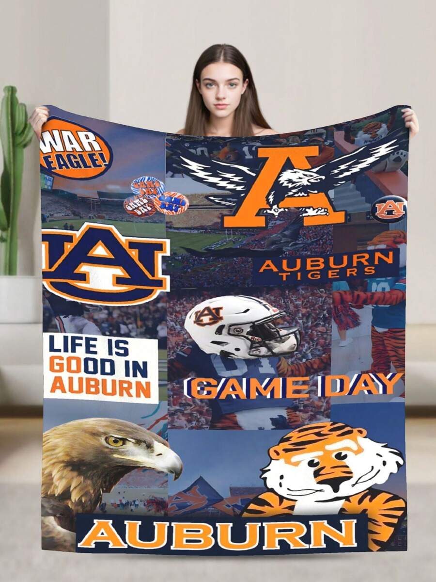 Auburn Merch Tigers Throw Blanket Warm Blankets Breathable Air Conditioner Blanket For Car Classic Outdoor Blankets For Picnic For All Season - 黑色 - 查看 1