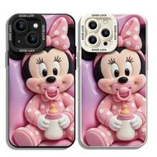 Disney Minnie Mouse Phone Case, Baby Minnie Protective Cover. Compatible With IPhone 17, 16, 15, 14, 13, 12, 11 Pro Series And Galaxy S22, S23, S24, S25 Models, Featuring Plush-Style Baby Minnie Mouse With A Pacifier, Wearing A Pink Polka-Dot Outfit, Set Against A Pink Puffy Background, Perfect For Cute Disney Fans, Ideal For Birthdays, Holidays, Anniversaries, Graduation Gifts, Or Any Special Occasion To Surprise Family, Friends, Classmates, And Loved Ones. - màu đen - Xem 1