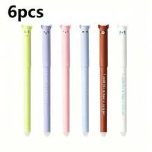 6pcs Fox Shaped Erasable Pens Set, 6 Colors Ink, Smooth Writing, Built-In Eraser, Classroom Gift, Suitable For Note-Taking, Writing, Diary, Homework, Office, Back To School Stationery - Multicolor - View 12