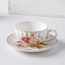 WGROOM 1 set (1 tasse et soucoupe, 2 tasses et soucoupes, 2 cuillères, 1 dessous-de-plat, 1 passoire à thé dans une boîte cadeau) Service de tasses à café et soucoupes en céramique, convient pour la maison, la cuisine, le restaurant, le salon. Tasse à café latte de style américain, tasse à eau, tasse à thé, mug, utilisable pour l'extérieur, les mariages, les fêtes, les cadeaux, les anniversaires - Multicolore - Voir 15