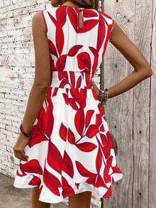 Vestido casual - Vestido casual moderno - Vestido casual de vacaciones - Vestido pastoril para mujer - Vestidos de verano para mujer - Ropa de mujer - Vestidos talla grande vendidos - Atuendos de verano para mujer - Rojo - Ver 2