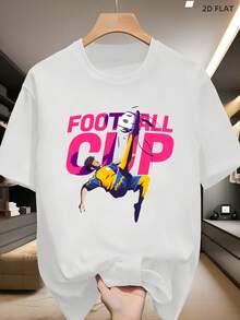 Camiseta de manga corta para hombre, 100% algodón, con estampados dinámicos de la Copa Mundial de Fútbol  e ilustraciones de gimnasia, cuello redondo, cómoda y casual, disponible en varias tallas y especificaciones. - Blanco - Ver 8
