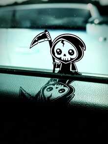 Nhãn dán mini Grim Reaper sáng tạo cá nhân hóa, nhãn dán Grim Reaper dễ thương phù hợp cho cửa sổ sau ô tô, nắp bình nhiên liệu và tấm che cửa sổ bên. Chống nước và chống nắng, không để lại vết dính. - A - Xem 1