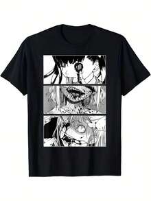 NUEVA Camiseta de Regalo con Diseño de Anime de Terror, Estética Japonesa, Chica Anime, Tallas S-5XL Y2k - Negro - Ver 9