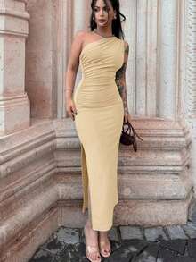 Vestidos Maxi de Verano para Mujer, Vestido Sexy con Abertura, Sin Mangas, Espalda Descubierta, Ajustado, Informal, para la Calle, Elegante, para Fiesta - Blanco marfil - Ver 1