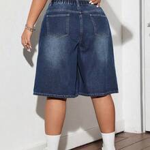 Plus-Size Women's Blue Summer Casual Vacation Cropped Jeans, Suitable For Everyday Casual Vacations. - Multicolor - Ver 3