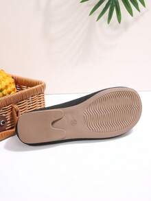 Women's All-Season Knitted Mary Jane Flat Shoes, Solid Color Slip-On Round Toe Shoes, Fabric Upper And Lining, Rubber Sole Supports Hand Wash - Black - View 8