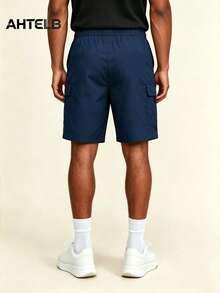 AHTELB Men's Summer Casual Sports Cargo Pants, Elastic Waist Drawstring Multi-Pocket Design, Loose Breathable Outdoor Fitness Running Sports Pants, Suitable For Daily Commute, Outdoor Hiking, Fitness Running Sports Wear, Perfect Gift For Husband, Boyfriend, Friend And Father, Men Shorts, Gym Clothes Men, Workout Shorts, Basketball Shorts - Blue - View 3