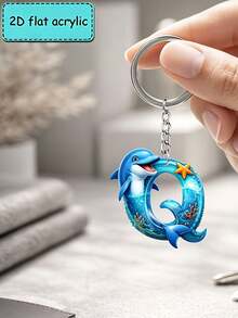 2D Flat Acrylic Keychain, Dolphin Letter Keychain, Novelty Keychain, 26 Letters, Dolphin, Marine Life, Keychain Accessories, Fashion Accessories, Suitable For Various Occasions Matching Keychain - Dolphin - View 25