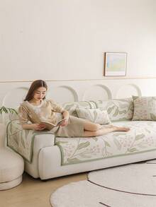 1 Tấm lót ghế sofa bằng lụa băng mát lạnh, mới, chống trượt, thích hợp cho ghế sofa chữ L và sofa 1/2/3/4 chỗ ngồi (1 chiếc). - màu xanh lá - Xem 5