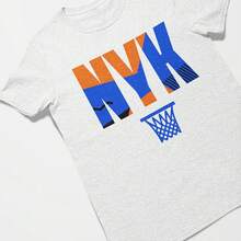 Camiseta con letras deportivas retro de baloncesto de Nueva York blanca - forma - Ver 1