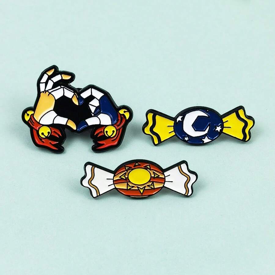 可愛星空糖果系列琺瑯別針-太陽月亮星星卡通符號胸針 - 彩色 - 查看 1