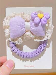 Bộ 1/2 chiếc dây buộc tóc nơ ren cho thiếu nữ, dây buộc tóc trang trí hoa dễ thương, dây buộc tóc nơ bằng vải thủ công, phụ kiện tóc co giãn ngọt ngào phù hợp cho phong cách hàng ngày, đi học và thường ngày. - Nhiều màu - Xem 5