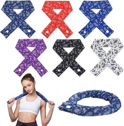 Xuhal 6 Pieces Cooling Neck Wraps Cooling Bandana Neck Cooler Ice Cooler Scarf For Women Summer Outdoor Sport Activity