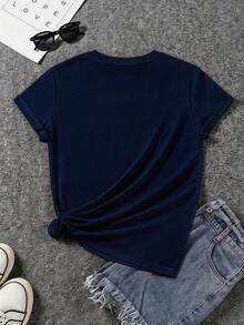 Women's Casual Short-Sleeve T-Shirts With A Sunset Ocean Wave Design, Perfect For Beach Vacations. Lightweight And Breathable, Ideal For Summer - Unisex Cotton Loose-Fitting Short-Sleeve Crew Neck T-Shirt With An Urban Vintage Style. - 海軍藍 - 查看 2