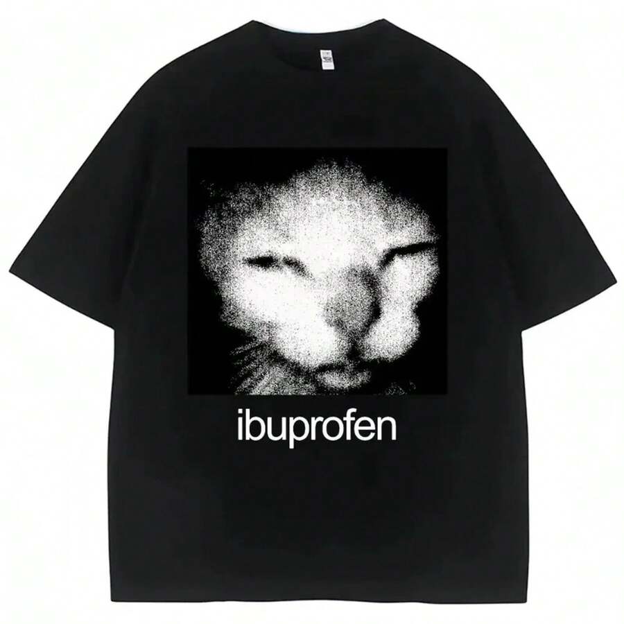 Camiseta vintage divertida de 2025 con meme de gato e ibuprofeno. Camiseta de moda con humor para hombre y mujer. Camiseta informal de 220 g de algodón suave, confeccionada con un tejido premium duradero y agradable al tacto, ideal para todo tipo de cuerpo y para uso diario. Camisetas informales transpirables y ligeras, conjuntos elegantes para otoño, perfectas para el día a día, actividades al aire libre, viajes, vacaciones y fiestas temáticas durante todo el año. - Negro - Ver 1