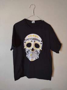 Camiseta de fútbol americano de los Pittsburgh Steelers para hombre, Día de los Muertos, talla L - Negro - Ver 1
