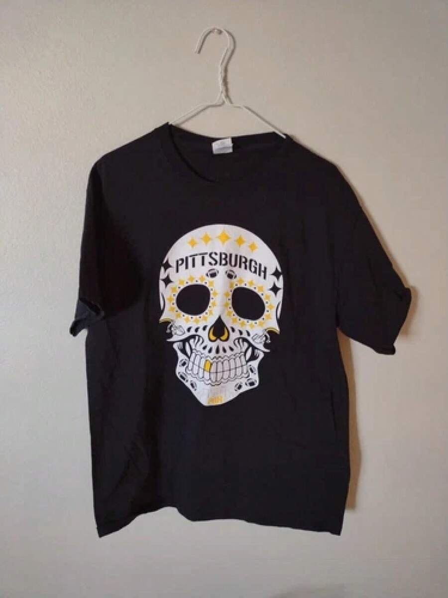 Camiseta de fútbol americano de los Pittsburgh Steelers para hombre, Día de los Muertos, talla L - Negro - Ver 1