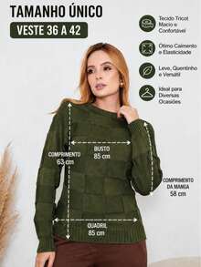 Women's Sweater For Cold Weather, Knit, Autumn/Winter, Long Sleeve,  Boho Style, Square Knit, Elegant, Simple, Casual, Wool-Like Fabric, Textured Knit, Suitable For Evening, Holidays, Weddings, Office, Street, Travel, Brunch, Autumn/Winter. - Cà phê nâu - Xem 4
