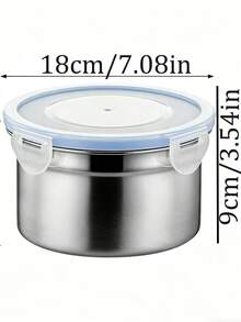 1/3pcs 304 Thick Stainless Steel Storage Container With Lid, Airtight Refrigerator Storage Box, Round Lunch Box - Multicolor - View 13