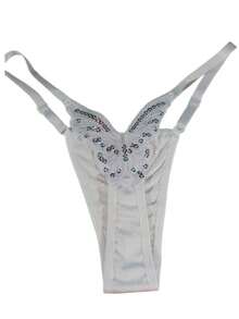 Butterfly Panties Kit 2 Microfiber Thong Lingerie Sexy Sensual Adjustable G-String - Blanco y naranja neón - Ver 2